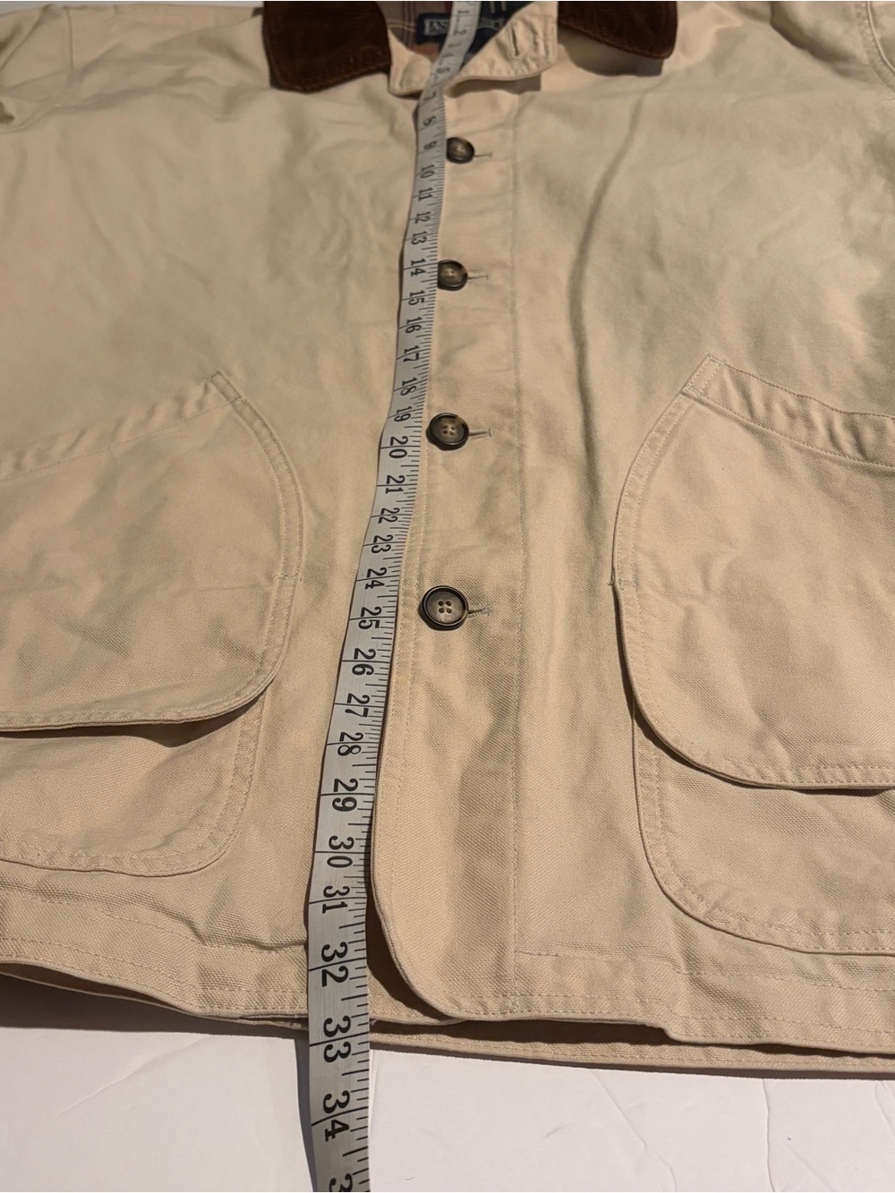 VTG Lands End Chore Jacket Mens XL Tall Tan Cotton Canvas Plaid Lined Gorpcore - Picture 14 of 15
